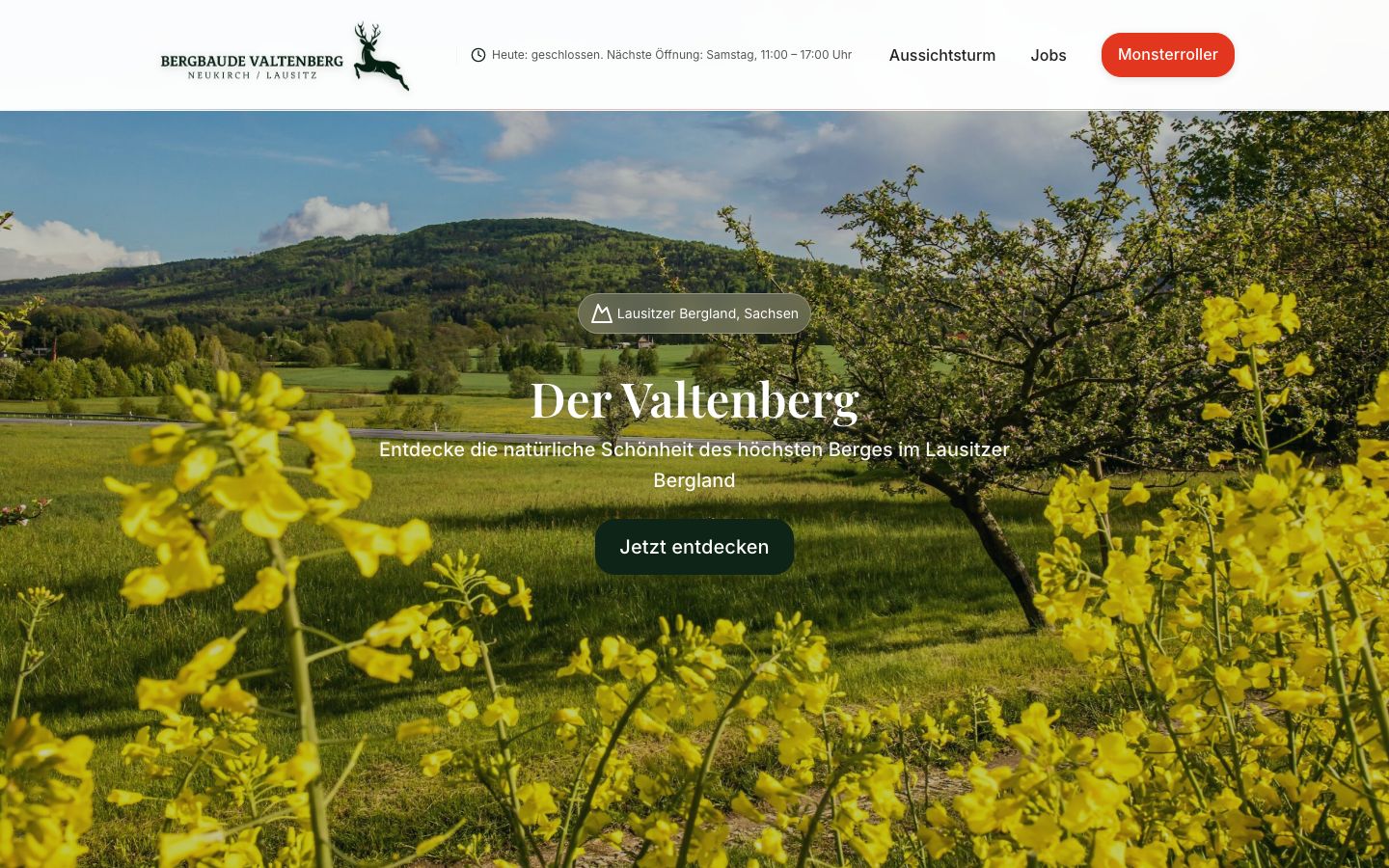 Website der Bergbaude Valtenberg